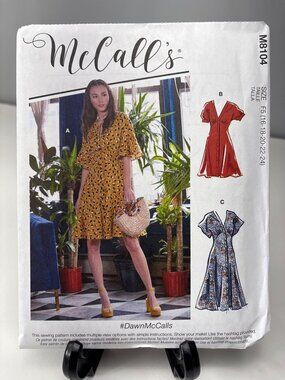 McCalls Pattern M8104 Misses Dress Sewing Pattern Size 16-18-20-22-24 Uncut